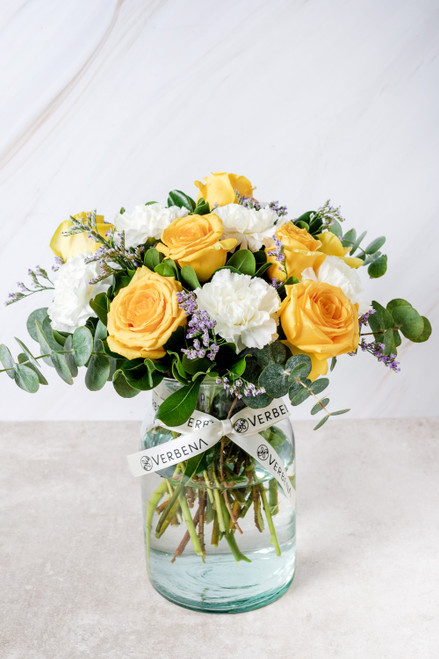 Honey Gold / Rosa Amarilla con Clavel Blanco 21SF (B)