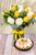 Tarta Individual Plátano con Beso de Miel - Rosas Amarillas y Rosas Blancas | Mercado Jamaica 21S