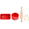 TRI COASTAL NATALE BAKING SET PER DOLCI 2 TORTIERE TONDA / RETTANGOLARE MATTARELLO FORMINA 