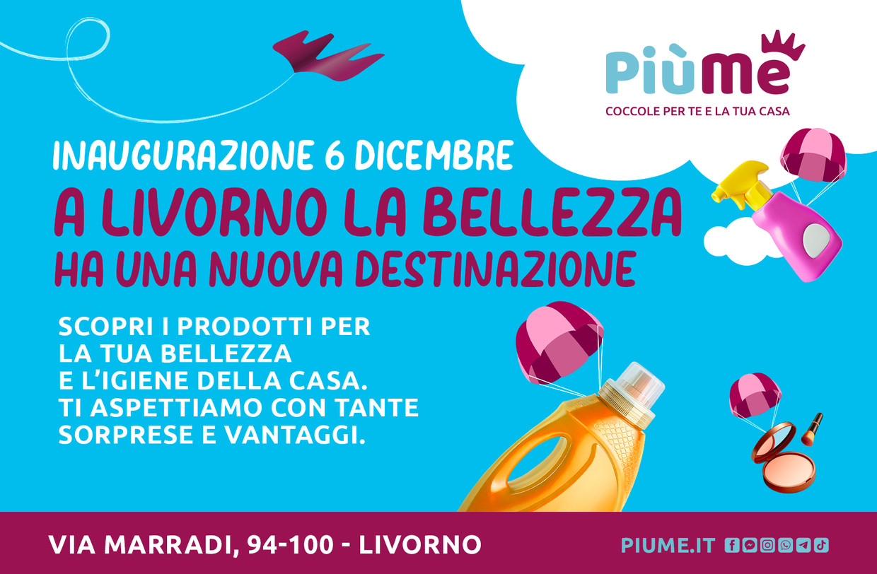 Sabato 6 dicembre festa di inaugurazione del nuovo punto vendita PiùMe in Via Marradi 94 a Livorno!