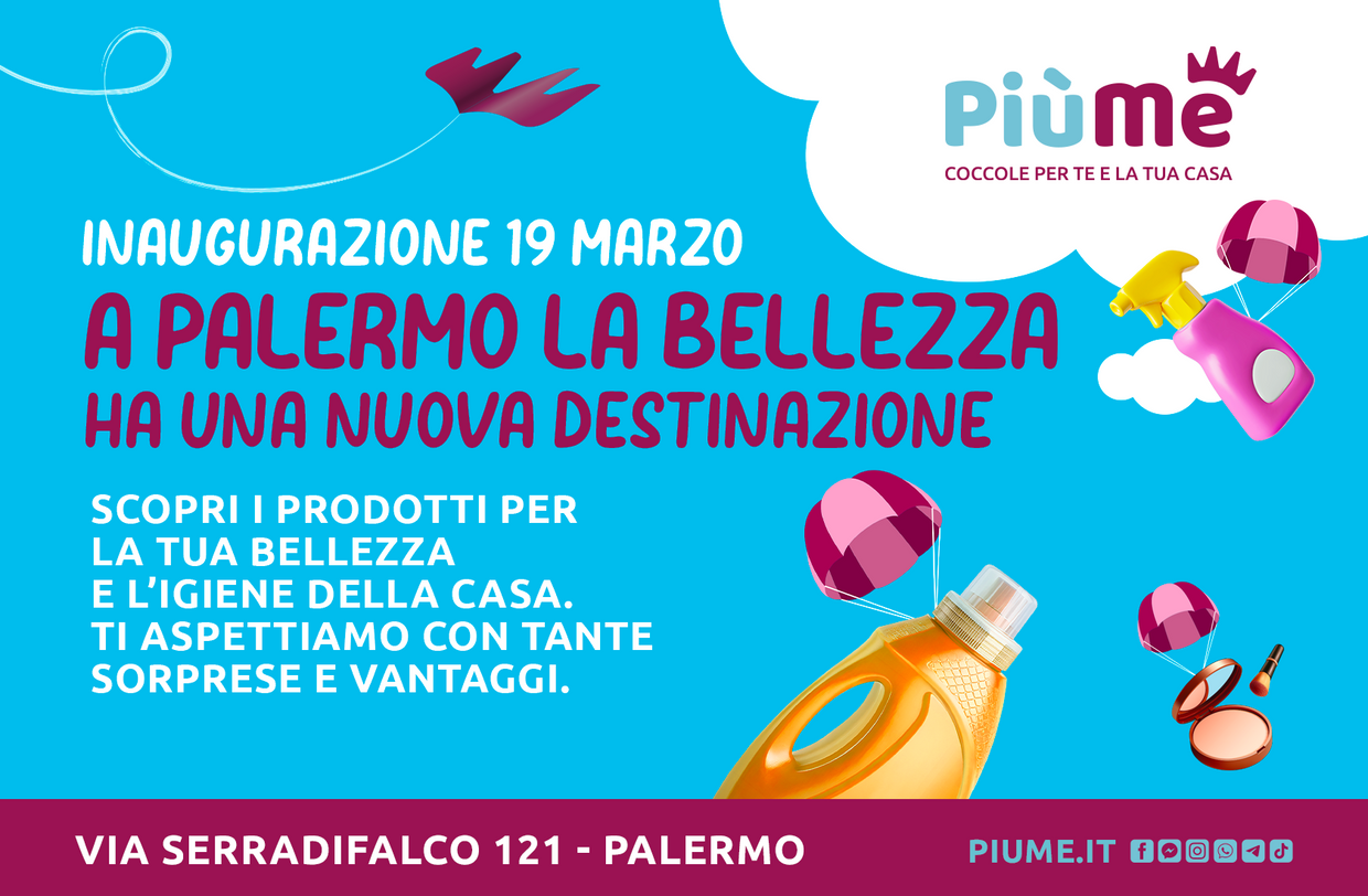 PiùMe continua a crescere a Palermo: il 19 Marzo apre il nuovo punto vendita