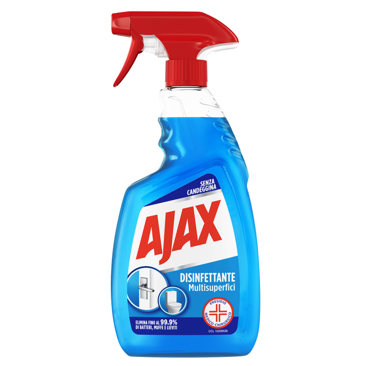 AJAX, Spray Con Candeggina 2 in 1: Igienizza, Pulisce e Sbianca, 100%  Efficacia e Brillantezza, Agente Antibatterico - 12 Flaconi Da 750 ml -  Biostaff