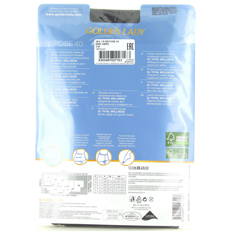 GOLDEN LADY REPOSE 40 36G NERO TAGLIA PiùMe