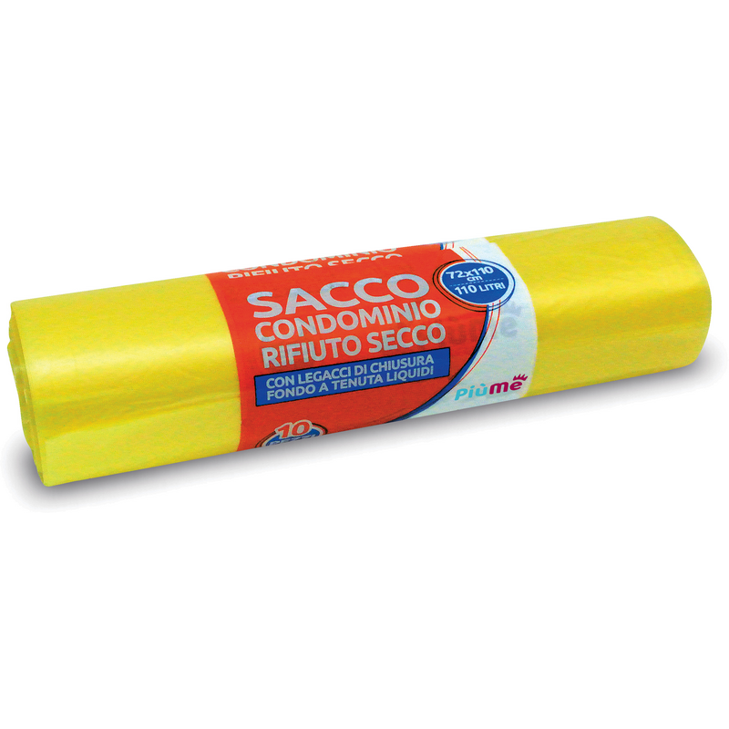 Simbolo Rifiuto Secco PIUME SACCO CONDOMINIO RIFIUTO SECCO 72x110 110 LITRI 10 PEZZI - PiùMe