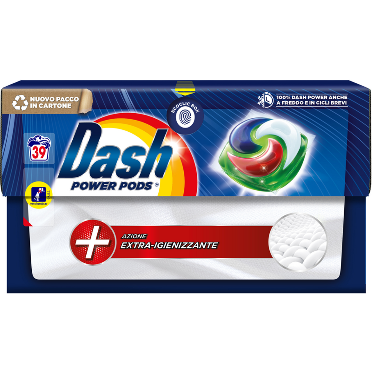 DASH POWER PODS EXTRA IGIENIZZANTE DETERSIVO BUCATO LAVATRICE 39 PODS  ECODOSI - PiùMe