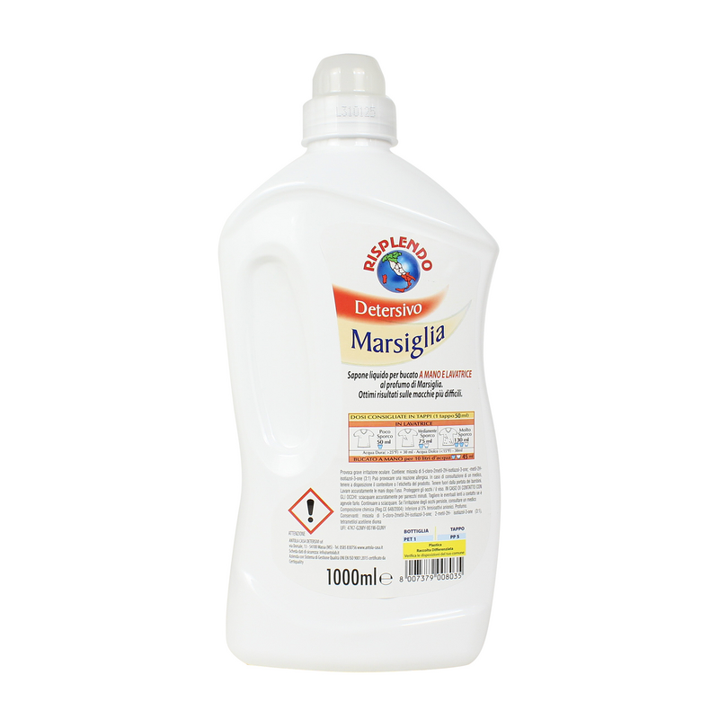 RISPLENDO DETERSIVO LIQUIDO BUCATO MANO e LAVATRICE MARSIGLIA 16 LAVAGGI 1  LT - PiMe