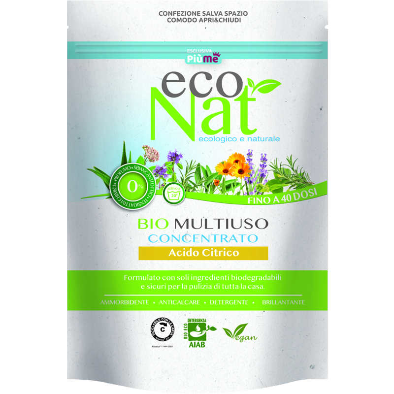 Bio3 Multiuso ECO NAT BIO MULTIUSO CONCENTRATO ACIDO CITRICO BUSTA 500 grammi - PiùMe
