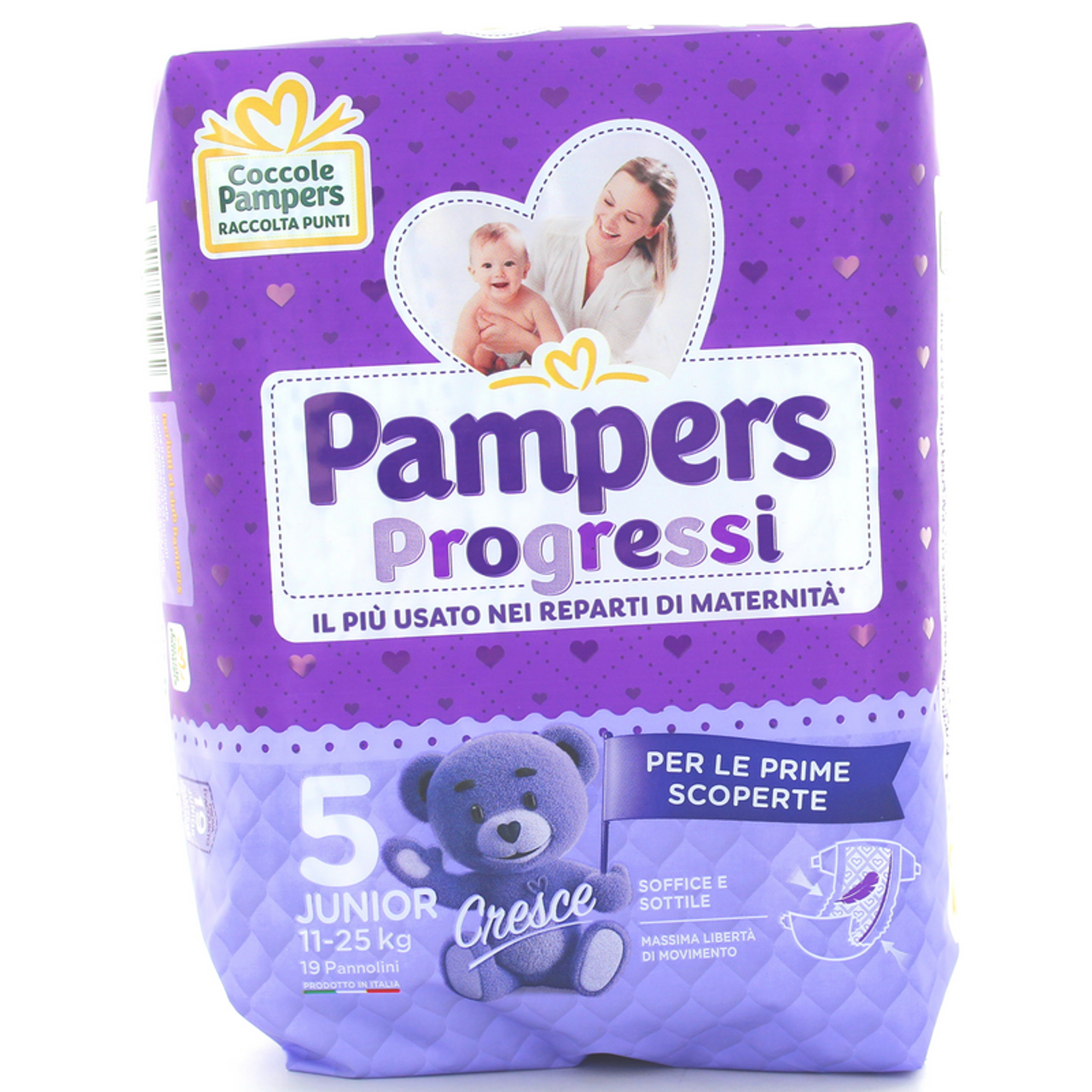 PAMPERS PANNOLINI PROGRESSI 5 JUNIOR 11-25 Kg 19 PZ. - PiùMe