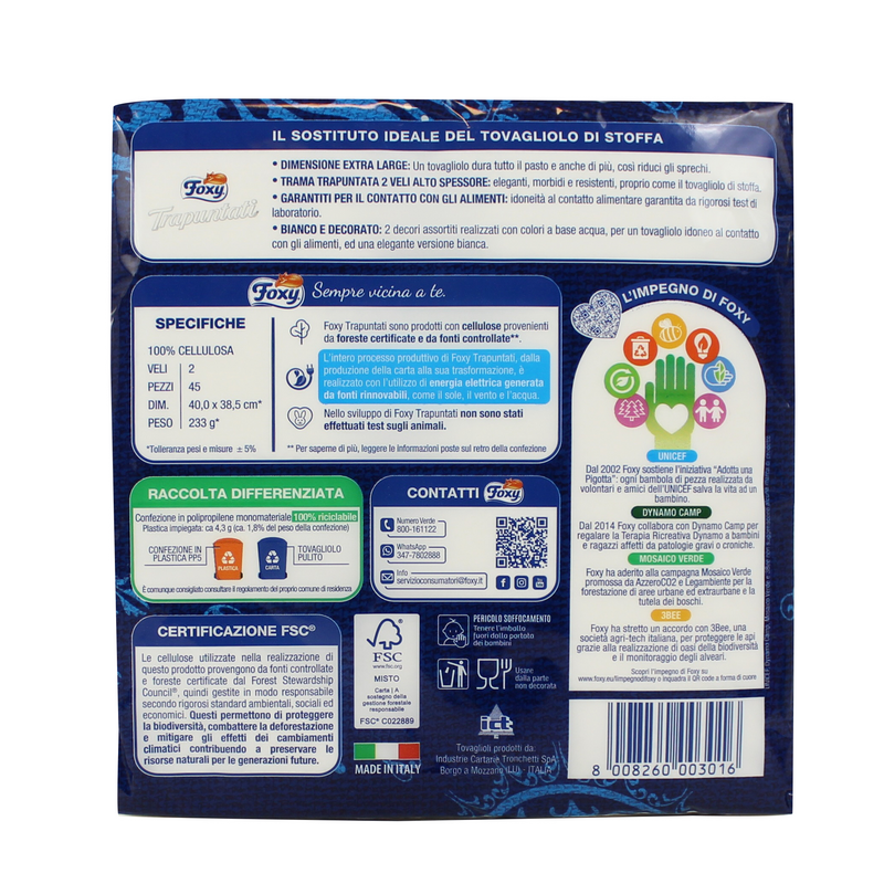 FOXY TRAPUNTATI 45 TOVAGLIOLI 40x38,5 VELI DECORATI PiùMe