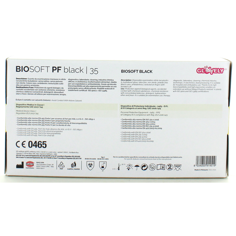 Guanti In Nitrile Neri Senza Polvere Source HygiÈ | 4,8 G, 240 Mm, Taglia L | Confezione Da 100 | Usa E Getta, Resistenti, Uso Alimentare