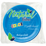 BIBO NATURAL 20 PIATTI DESSERT AZZURRI DM 17 BIODEGRADABILI E COMPOSTABILI