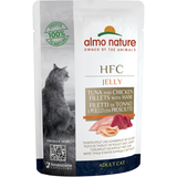 ALMO NATURE JELLY HFC GATTO BUSTA FILETTI DI TONNO E POLLO CON PROSCIUTTO 55 GRAMMI