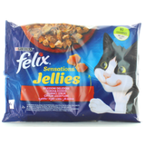 FELIX SENSATIONS JELLIES 4 BUSTE DA 85 GRAMMI 2 MANZO IN GELATINA CON POMODORO  2 POLLO IN GELATINA CON CAROTE