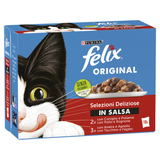 FELIX ORIGINAL 10 BUSTE DA 85 GR. IN SALSA 2 CONIGLIO E POLLAME, 2 POLLO E ROGNONE, 3 ANATRA E AGNELLO, 3 TACCHINO E FEGATO