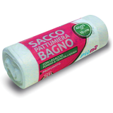 PIUME SACCHETTO PATTUMIERA BAGNO 42x55 10 LITRI 20 PEZZI CON LEGACCIO PROFUMATI BIANCO