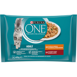 PURINA ONE CAT ADULT4 BUSTE DA 85 GRAMMI (2 POLLO E FAGIOLINI - 2 MANZO E CAROTE)