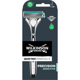 WILKINSON QUATTRO ESSENTIAL 4 - RASOIO PRECISION SENSITIVE 4 LAME, MANICO + 1 RICAMBIO SUL RETRO