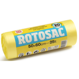 GEL SAC ROTOSAC 20 SACCHI PATTUMIERA CASALINGA CON LEGACCIO FONDO ANTIGOCCIA 50x60 CM 25 LT GIALLO