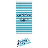 TELO DA MARE CON FRANGE + POCHETTE IMPERMEABILE COLORE TURCHESE 