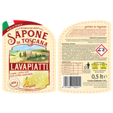 SAPONE DI TOSCANA LAVAPIATTI CONCENTRATO 20% DI ATTIVO LIMONE ELIMINA CATTIVI ODORI ALTO POTERE SGRASSANTE 500 ML
