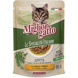 MIGLIOR GATTO LE SPECIALITA' ITALIANE ZUPPETTA CON STRACCETTI DI POLLO - PISELLI BUSTA 85 grammi