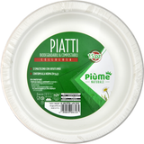 PIUME NATURALE PIATTO DESSERT 15 PEZZI 18 CM BIODEGRADABILI  & COMPOSTABILI CELLULOSA
