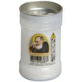LUMINO VOTIVO PLASTICA BIANCO 30T IMMAGINE SAN PIO DA PIETRELCINA