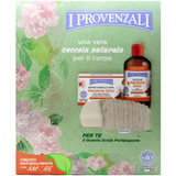 I PROVENZALI COFANETTO MANDORLE DOLCI - OLIO MANDORLE DOLCI ELASTICIZZANTE 250 ML + SAPONE VEGETALE CORPO MANDORLE DOLCI 250 grammi + GUANTO SCRUB