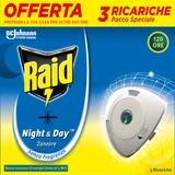 RAID NIGHT & DAY ELETTRICO 3 RICARICHE ZANZARE 120 ORE 