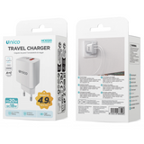 UNICO CARICATORE DA VIAGGIO DOPPIA PORTA USB C+A PD20W+QC18W BIANCO