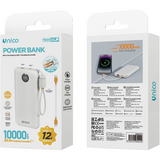 UNICO POWER BANK RICARICA SUPER VELOCE CON CAVO INTEGRATO 10000 MAH 22.5 W (CON CAVO LACCETTO) BIANCO