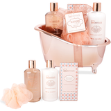 IDC INSTITUTE COFANETTO BRONZE SET BATH SANDALWOOD & CARDAMOM 4 PEZZI; SHOWER GEL 300 ML + BODY LOTION 300 ML + BATH SALTS 150 grammi + SPUGNA IN RETE