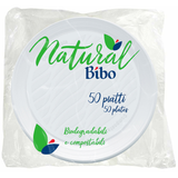 BIBO NATURAL 50 PIATTI DESSERT BIODEGRADABILI E COMPOSTABILI DM 17 cm   