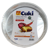 CUKI VASCHETTE ALLUMINIO (TS10) - TORTA GRANDE PER 10 PORZIONI - 2 PEZZI - LT 2,16 (CM Ø28.8XH4.1)
