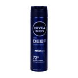 NIVEA FOR MEN DEODORANTE SPRAY 72h DEEP DRY & CLEAN FEEL ANTI-PERSPIRANT ANTI-BACTERIAL & BLACK CARBON 150 ML