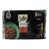 SHEBA SELEZIONE GUSTOSA IN SALSA DI CARNE 4 BUSTE DA 85 GRAMMI (POLLO&MANZO - POLLO - AGNELLO - ANATRA&TACCHINO)