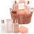 IDC INSTITUTE COFANETTO BRONZE CARE BASKET BATH SANDALWOOD & CARDAMOM 4 PEZZI; BODY LOTION 200 ML + SHOWER GEL 200 ML + BATH SALTS 150 grammi + SPUGNA IN RETE