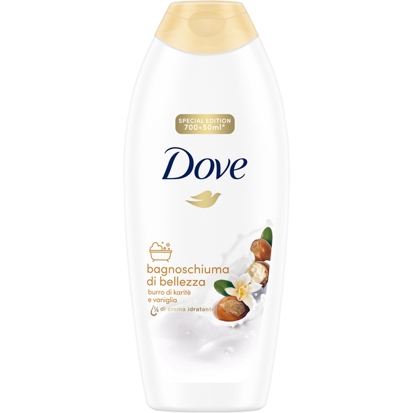 DOVE BAGNOSCHIUMA BURRO DI KARITE' e VANIGLIA 700+50 ML