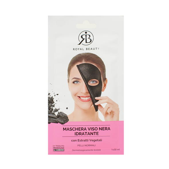 ROYAL BEAUTY MASCHERA VISO NERA IN TESSUTO IDRATANTE