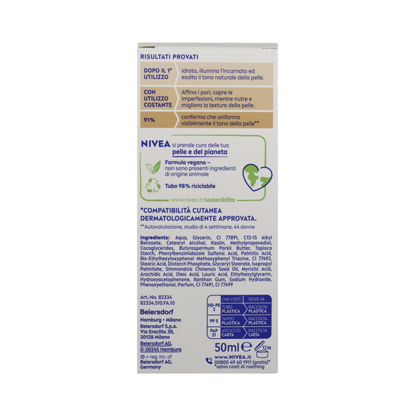NIVEA VISO BB CREMA DORATA UNIFORMANTE SUPER IDRATANTE PER TUTTI I TIPI DI PELLE 50 ML.