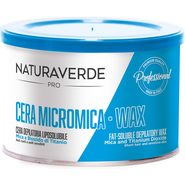 NATURAVERDE PROFESSIONAL CERA DEPILATORIA LIPOSOLUBILE MICROMICA MICA e BIOSSIDO DI TITAMIO VASO 400 ML