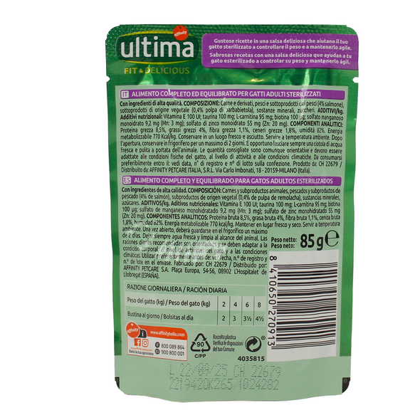 ULTIMA CAT WET STERILIZZATO SALMONE IN SALSA BUSTA 85 grammi