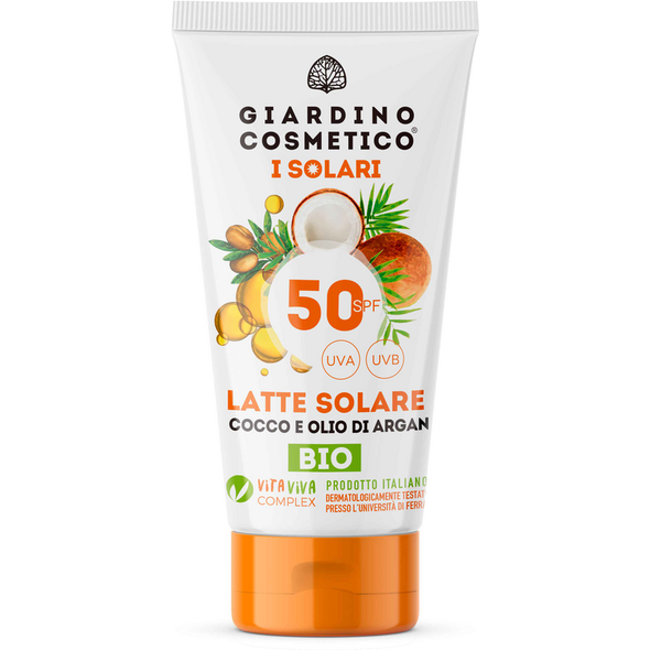 GIARDINO COSMETICO I SOLARI CREMA SOLARE VISO COCCO E OLIO DI ARGAN BIO SPF50 TUBO 75 ML