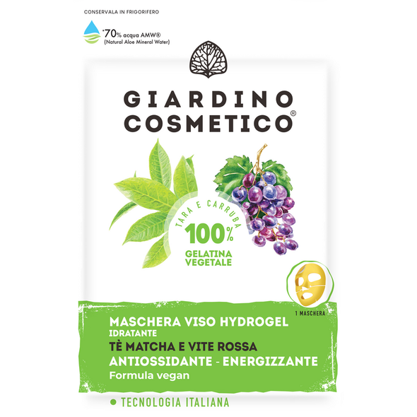 GIARDINO COSMETICO MASCHERA VISO HYDROGEL IDRATANTE, ANTIOSSIDANTE, ENERGIZZANTE CON TE MATCHA E VITE ROSSA