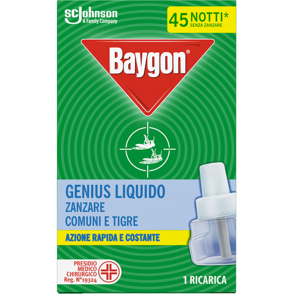 BAYGON GENIUS INSETTICIDA ZANZARE RICARICA LIQUIDA 45 NOTTI