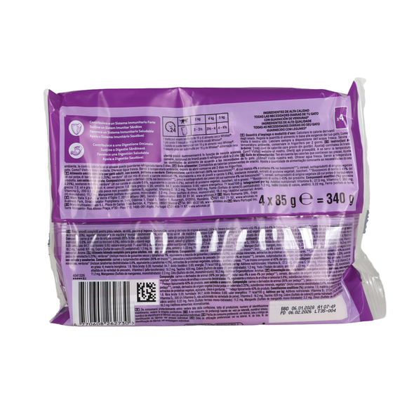 WHISKAS TASTY MIX 1+ SCELTA DELLO CHEF BUSTA 4x85gr MANZO/POLLAME/VERDURE, SALMONE/CAROTE IN SALSA