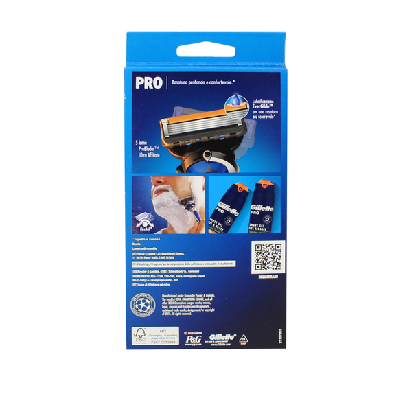 GILLETTE PROGLIDE RASOIO 5 LAME MANUAL FLEXBALL + 2 RICAMBIO