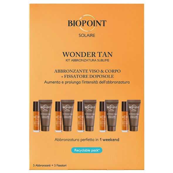 BIOPOINT SOLAIRE WONDER TAN KIT ABBRONZATURA VISO E CORPO 5 PEZZI OLIO SPF6 + 5 PEZZI FISSATORE DOPOSOLE