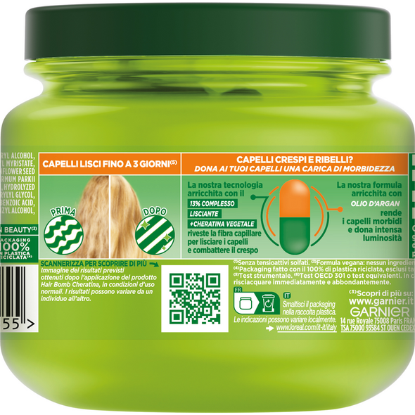 FRUCTIS MASCHERA ULTRA LISCIANTE HAIR BOMB CHERATINA PER CAPELLI LISCI 320 ML