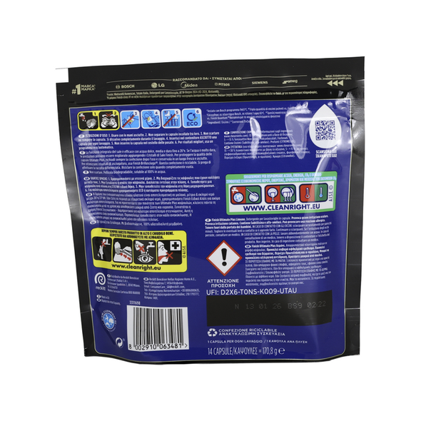 FINISH PASTIGLIE PER LAVASTOVIGLIE ULTIMATE PLUS ALL IN 1 14 TABS LIMONE
